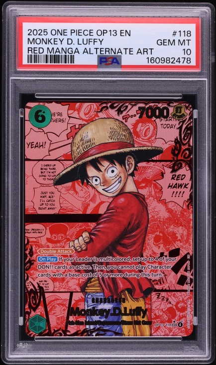 2025 One Piece Carrying On His Will SEC Red Manga Art Monkey D. Luffy #OP13-118 PSA 10 GEM MINT
