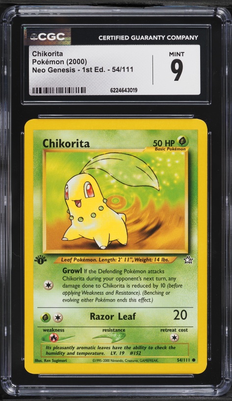 2000 Pokemon Neo Genesis 1st Edition Chikorita #54 CGC 9 MINT