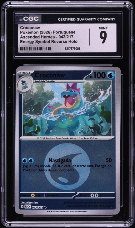 2026 Pokemon Portuguese Mega Ascended Heroes Energy Symbol Reverse Holo Croconaw #42 CGC 9 MINT