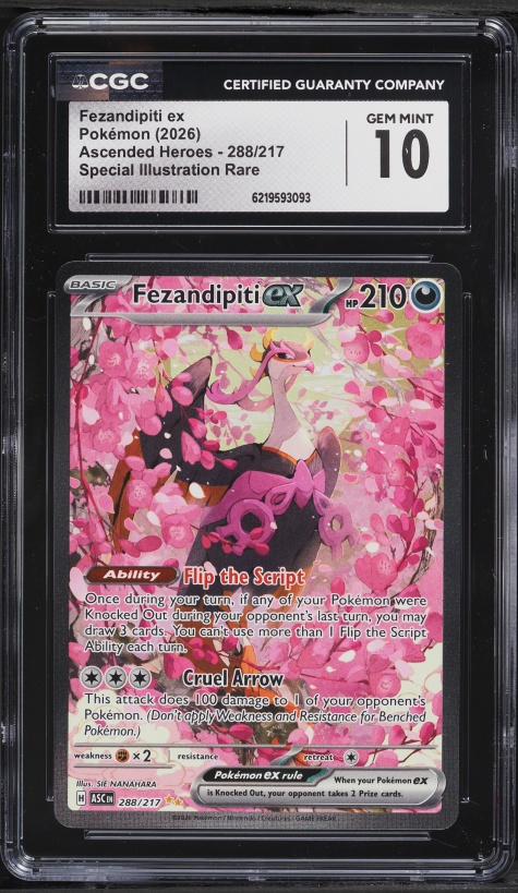 2026 Pokemon Mega Evolution Ascended Heroes SIR Fezandipiti Ex #288 CGC 10 GEM MINT