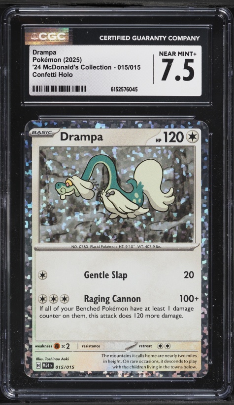 2025 Pokemon Scarlet & Violet McDonald's Collection Confetti Holo Drampa #15 CGC 7.5 NRMT+