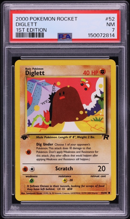 2000 Pokemon Team Rocket 1st Edition Diglett #52 PSA 7 NRMT