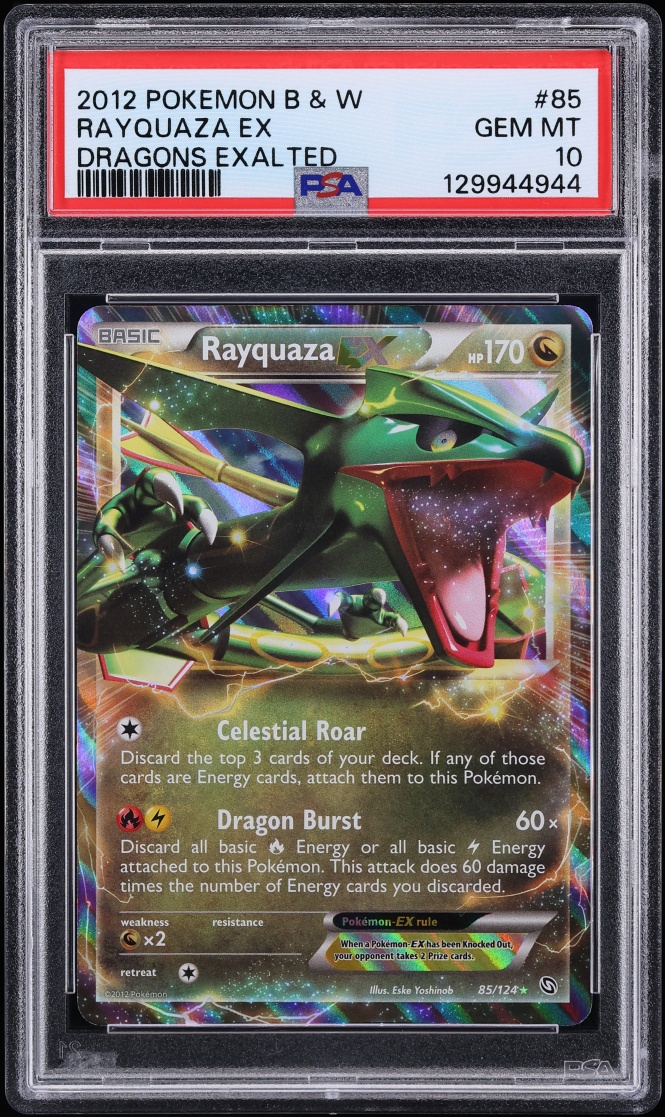 2012 Pokemon Black & White Dragons Exalted Holo Rayquaza EX #85 PSA 10 GEM MINT