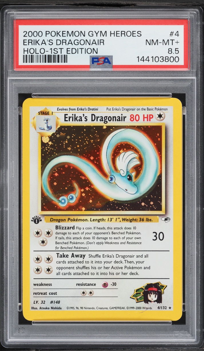 2000 Pokemon Gym Heroes 1st Edition Holo Erika's Dragonair #4 PSA 8.5 NM-MT+