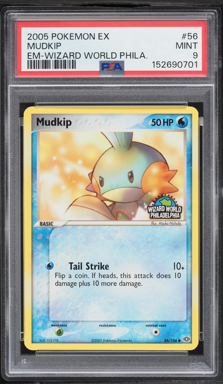 2005 Pokemon Ex Emerald Wizard World Philadelphia Mudkip #56 PSA 9 MINT