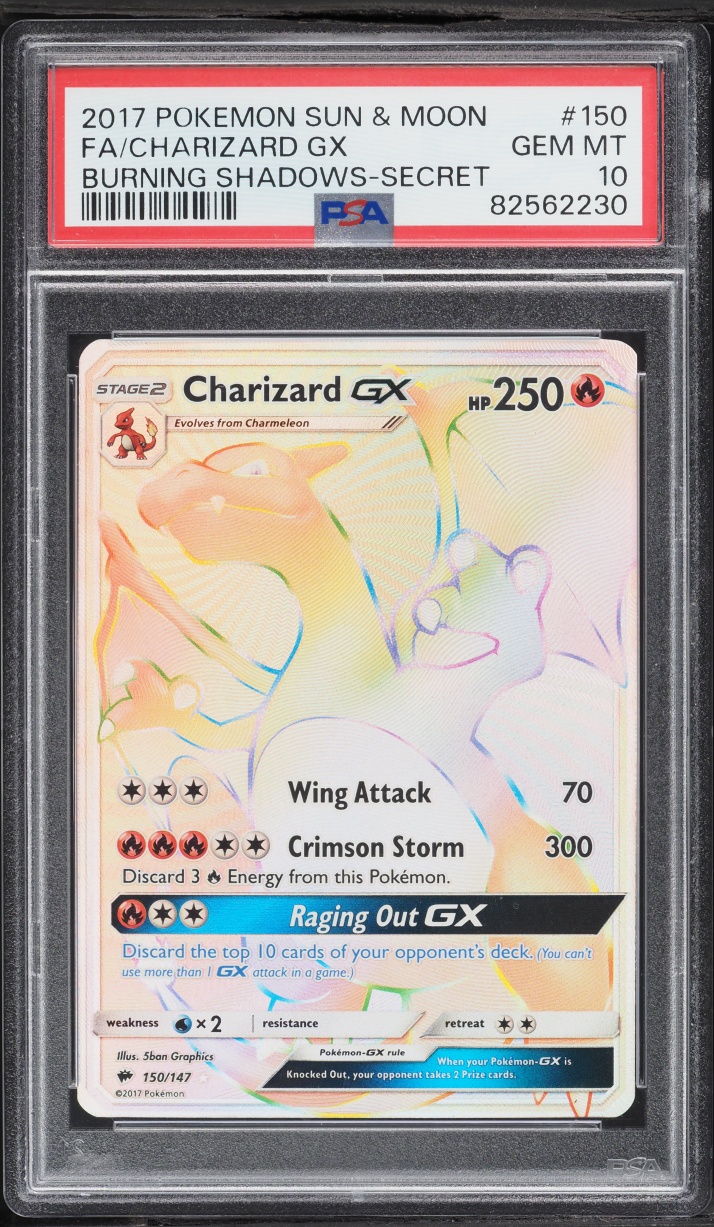 2017 Pokemon Sun & Moon Burning Shadows Rainbow Rare Charizard GX #150 PSA 10 GEM MINT