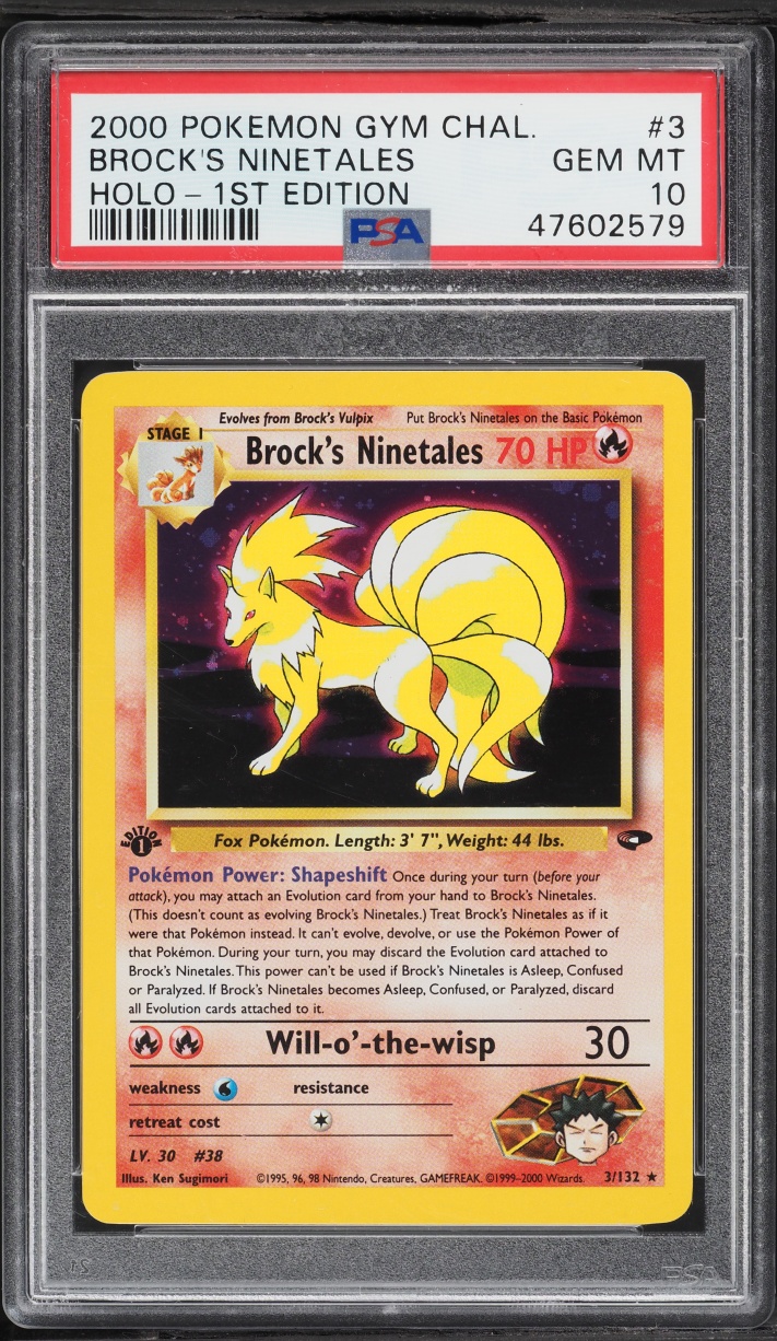 2000 Pokemon Gym Challenge 1st Edition Holo Brock's Ninetales #3 PSA 10 GEM MINT