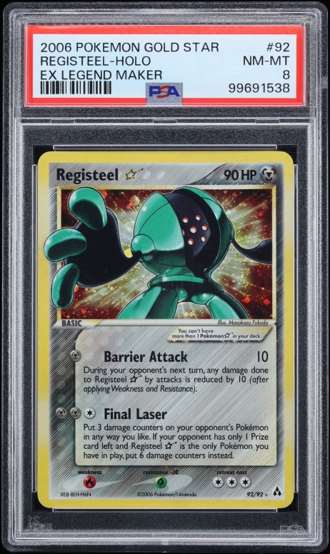 2006 Pokemon EX Legend Maker Holo Registeel Gold Star #92 PSA 8 NM-MT