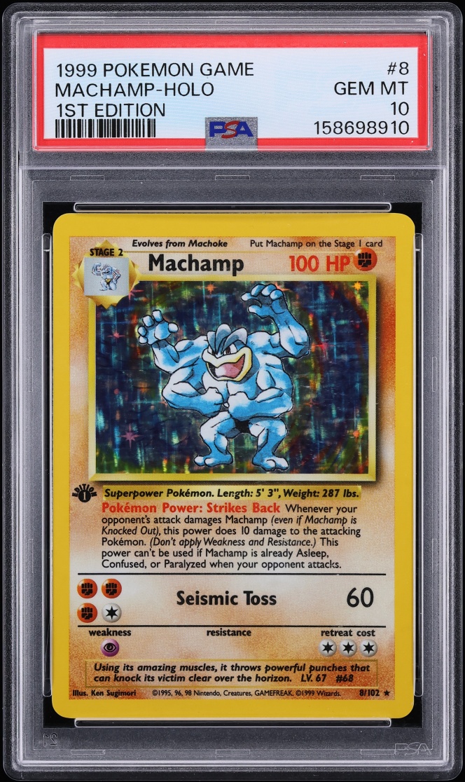 1999 Pokemon Base Set 1st Edition Holo Machamp #8 PSA 10 GEM MINT