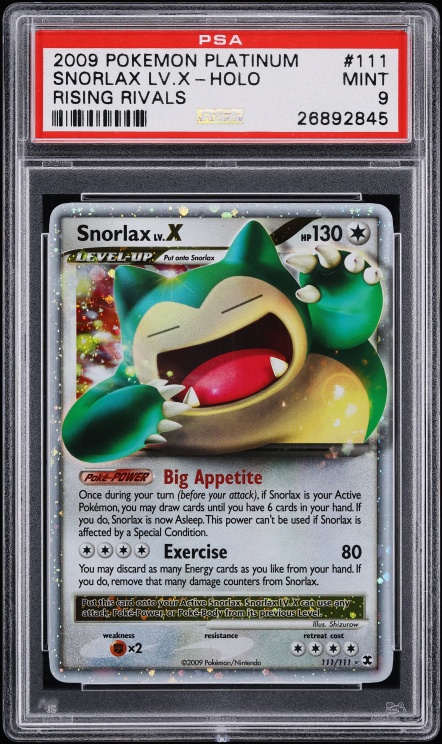 2009 Pokemon Platinum Rising Rivals Holo Snorlax Lv X #111 PSA 10