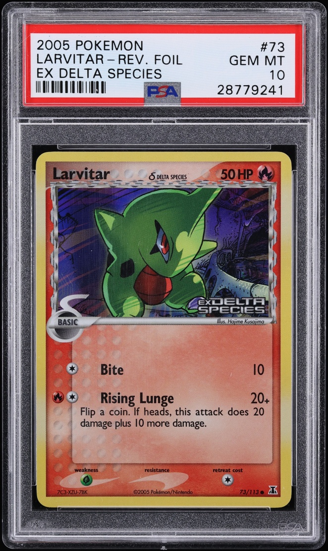 2005 Pokemon EX Delta Species Reverse Holo Larvitar #73 PSA 10 GEM MINT