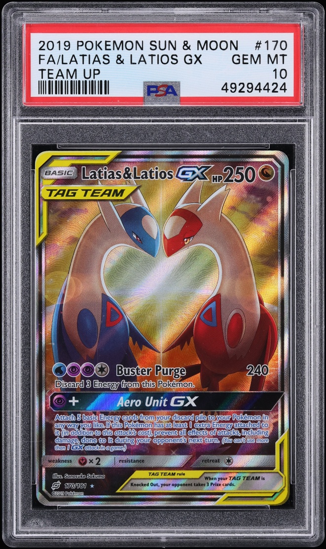2019 Pokemon Sun & Moon Team Up Full Art Latias & Latios GX #170 PSA 10 GEM MINT