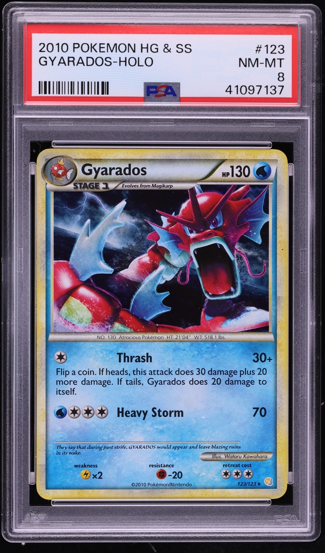 2010 Pokemon HeartGold & SoulSilver Holo Gyarados #123 PSA 8 NM-MT