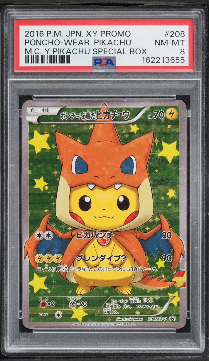 2016 Pokemon Japanese XY Promo Poncho Wearing Pikachu #208 PSA 8 NM-MT