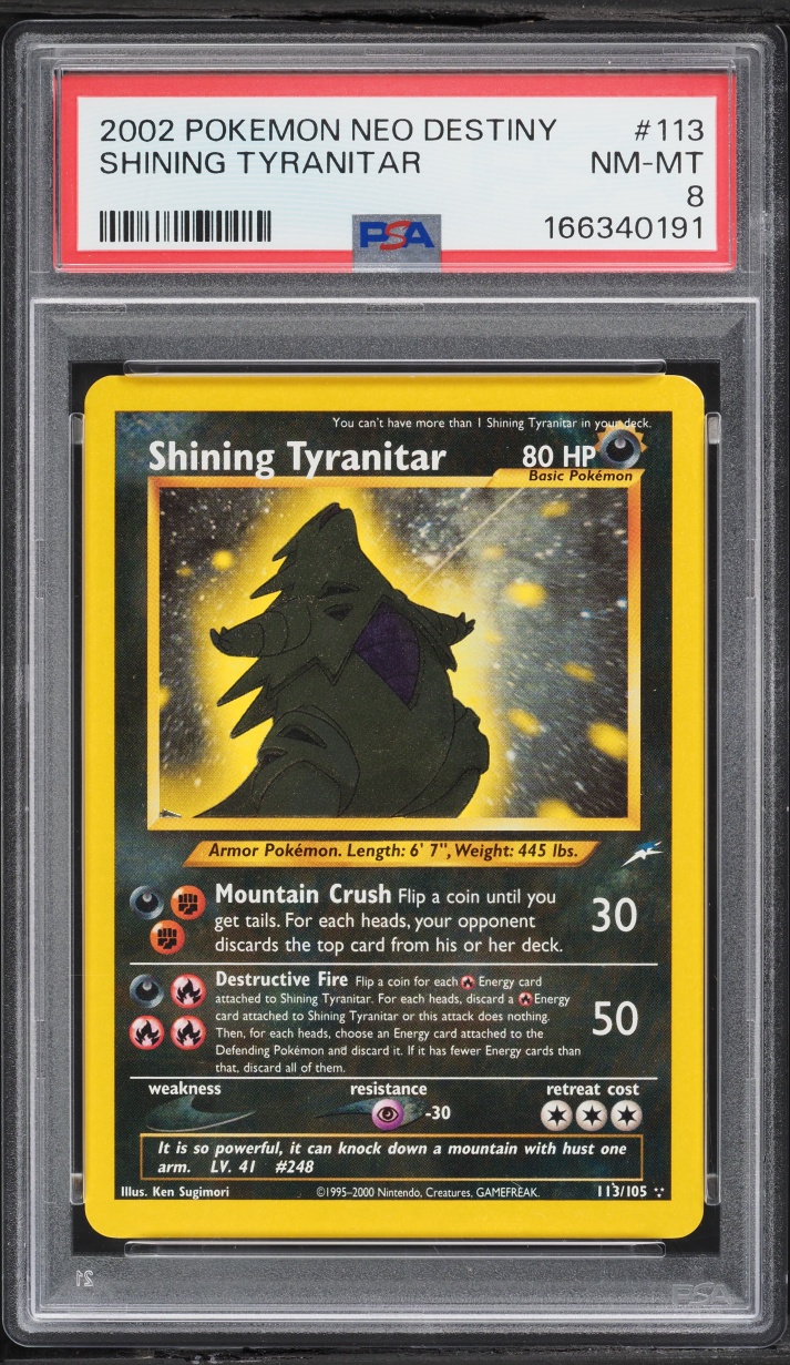 2002 Pokemon Neo Destiny Shining Tyranitar #113 PSA 8 NM-MT