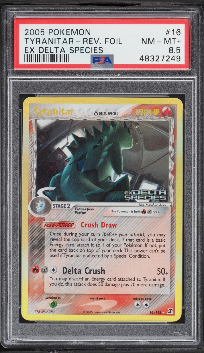 2005 Pokemon EX Delta Species Reverse Holo Tyranitar #16 PSA 8.5 NM-MT+