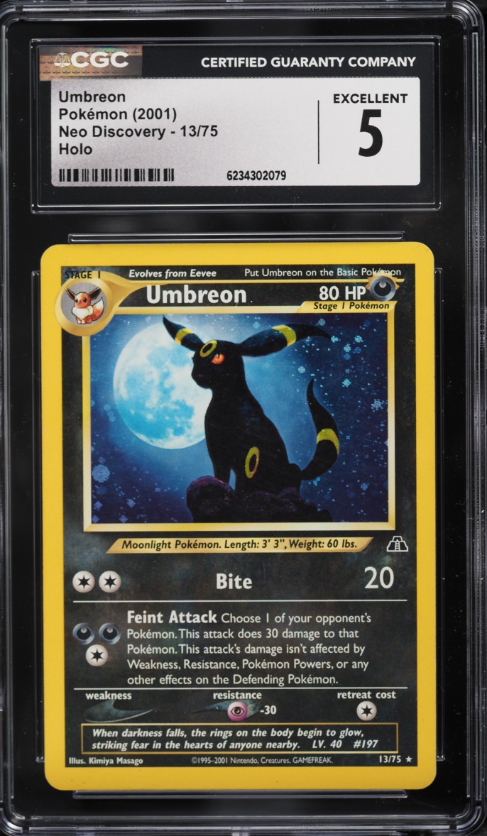2001 Pokemon Neo Discovery Holo Umbreon #13 CGC 5 EX
