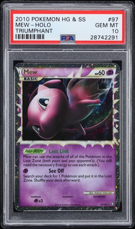 2010 Pokemon HeartGold & SoulSilver Triumphant Holo Prime Mew #97 PSA 10 GEM MINT