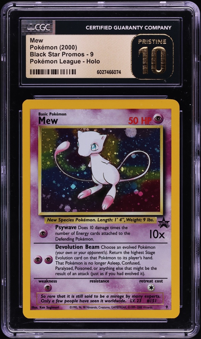 2000 Pokemon League Black Star Promo Holo Mew #9 CGC 10 PRISTINE