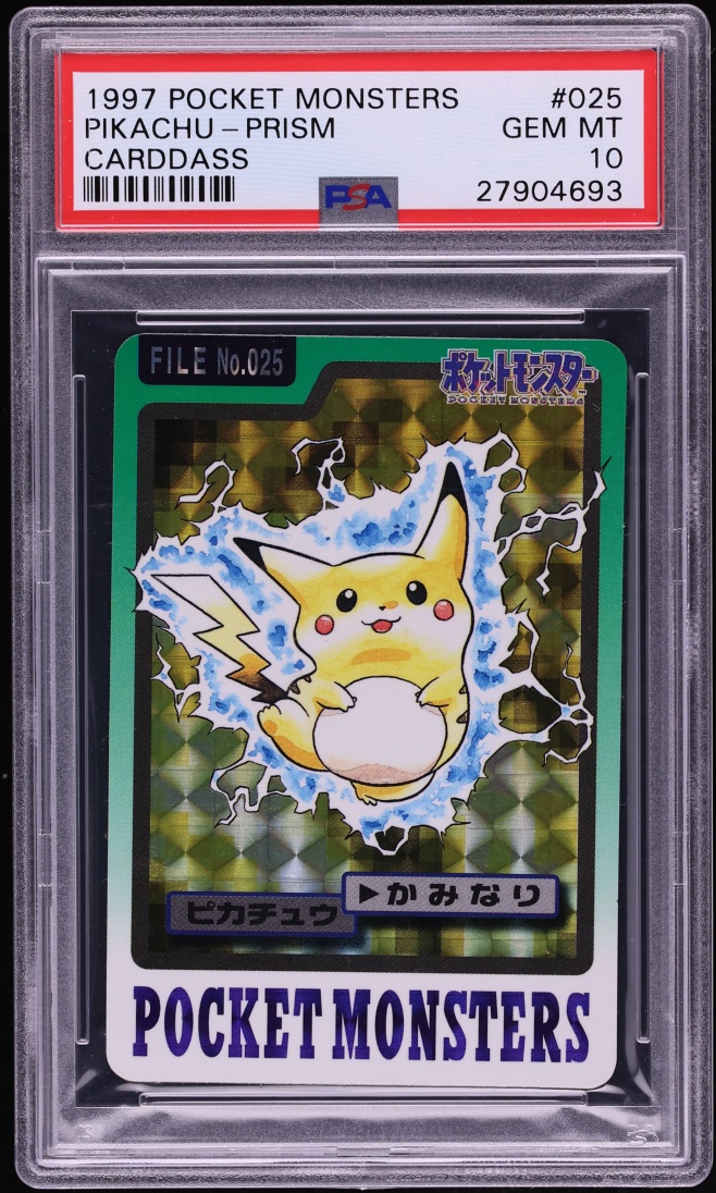 1997 Pokemon Japanese Pocket Monsters Carddass Prism Pikachu #25 PSA 10 GEM MINT