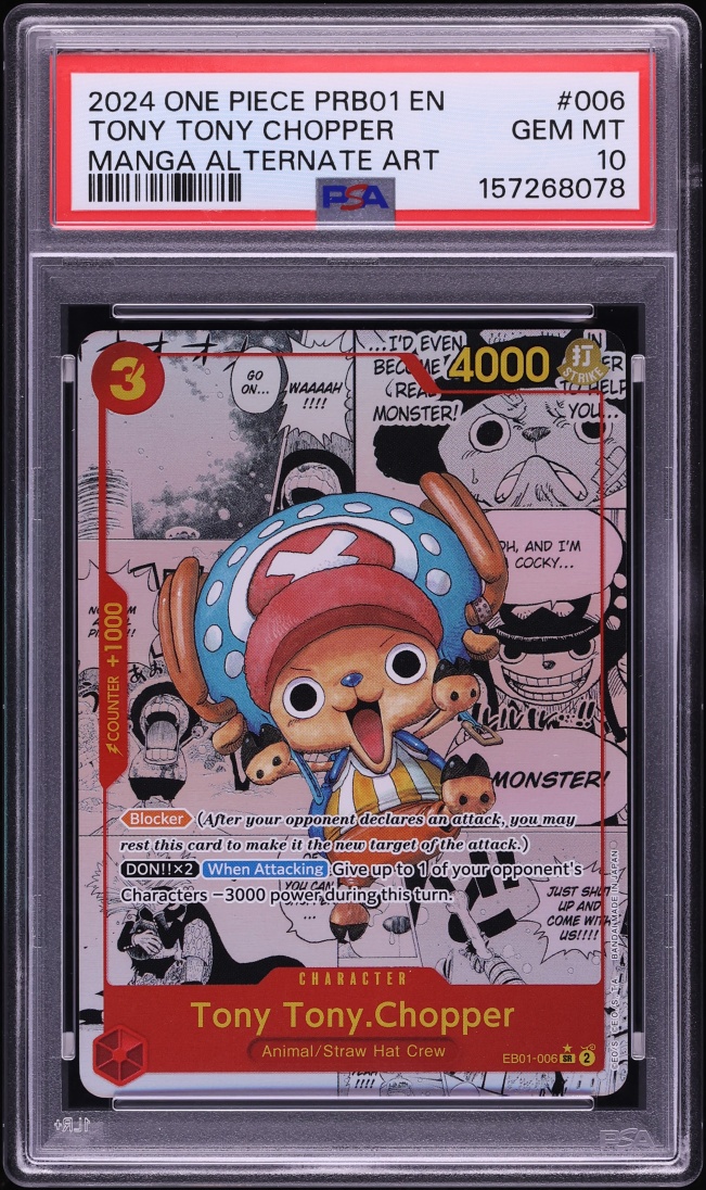2024 One Piece Premium Booster The Best SR Alt Art Tony Tony Chopper #EB01-006 PSA 10 GEM