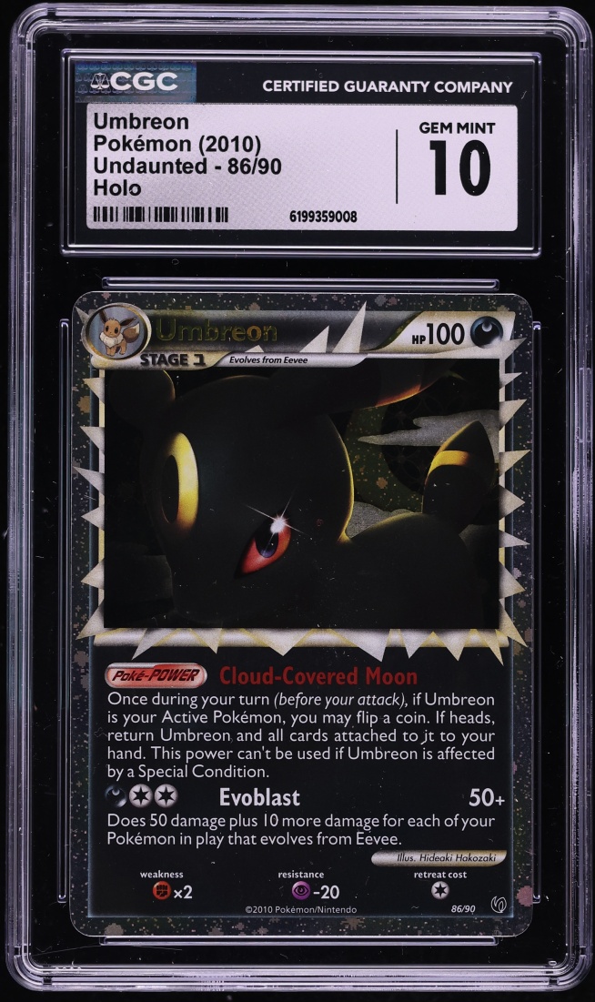 2010 Pokemon HeartGold & SoulSilver Undaunted Holo Umbreon #86 CGC 10 GEM MINT