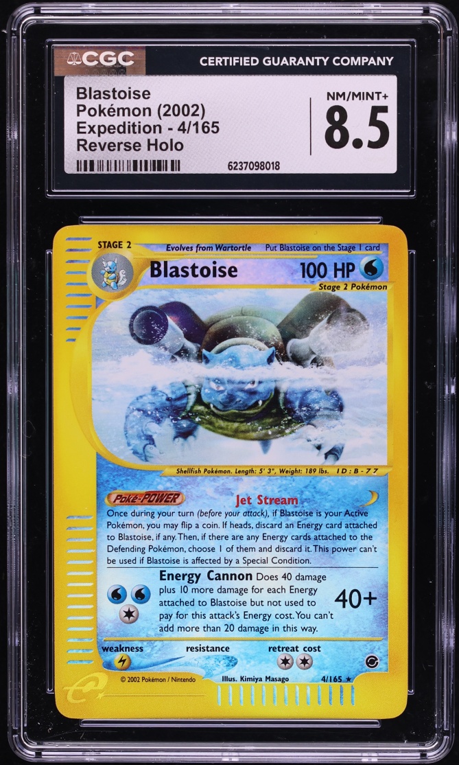2002 Pokemon Expedition Reverse Holo Blastoise #4 CGC 8.5 NM-MT+