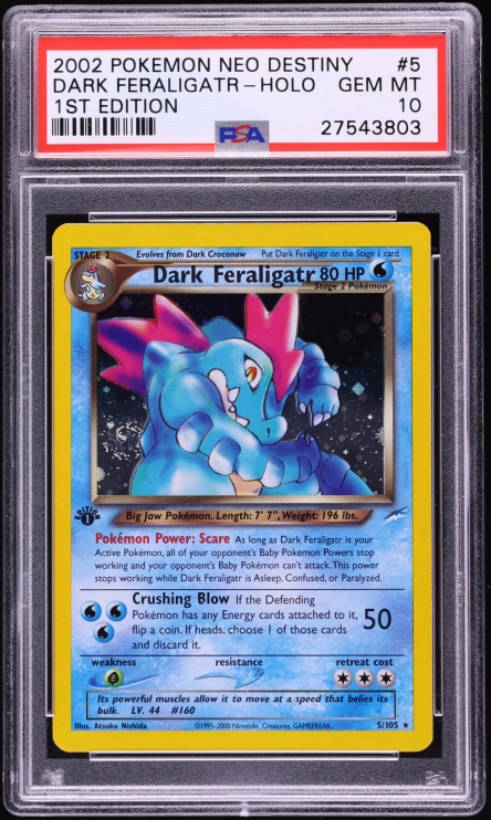 2002 Pokemon Neo Destiny 1st Edition Holo Dark Feraligatr #5 PSA 10 GEM MINT