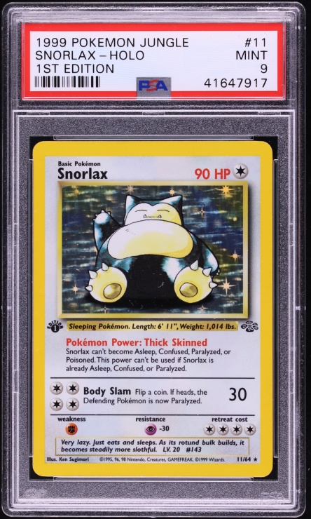 1999 Pokemon Jungle 1st Edition Holo Snorlax #11 PSA 9 MINT