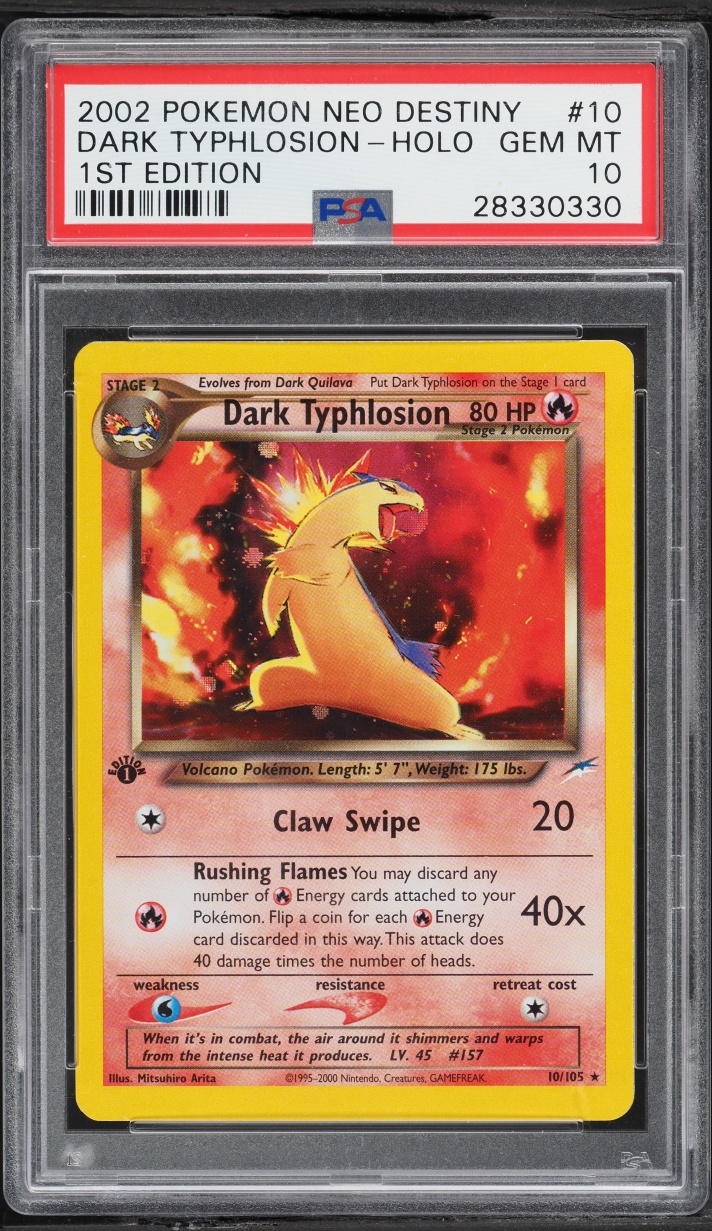 2002 Pokemon Neo Destiny 1st Edition Holo Dark Typhlosion #10 PSA 10 GEM MINT