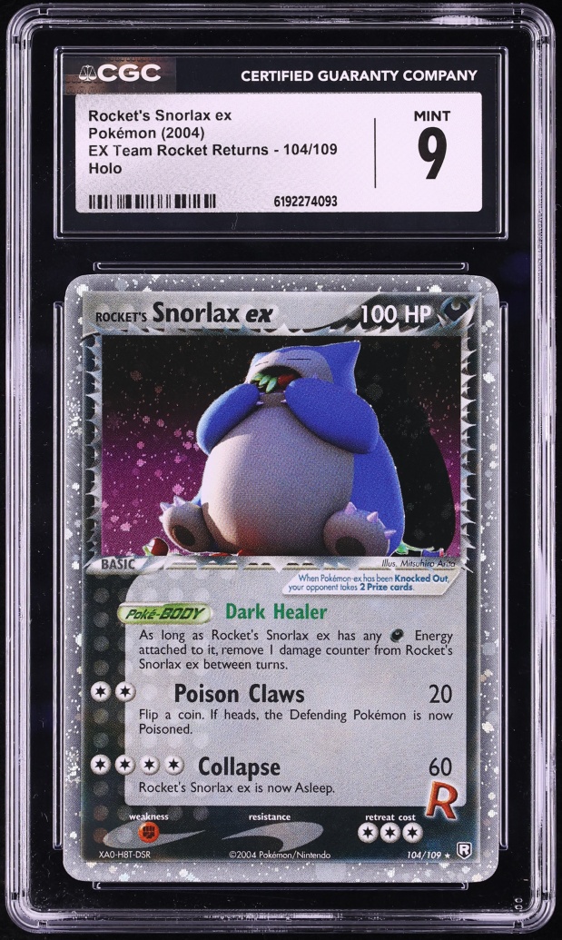 2004 Pokemon EX Team Rocket Returns Holo Rocket's Snorlax EX #104 CGC 9 MINT