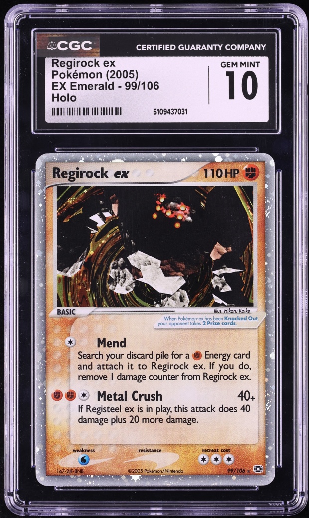 2005 Pokemon EX Emerald Holo Regirock Ex #99 CGC 10 GEM MINT