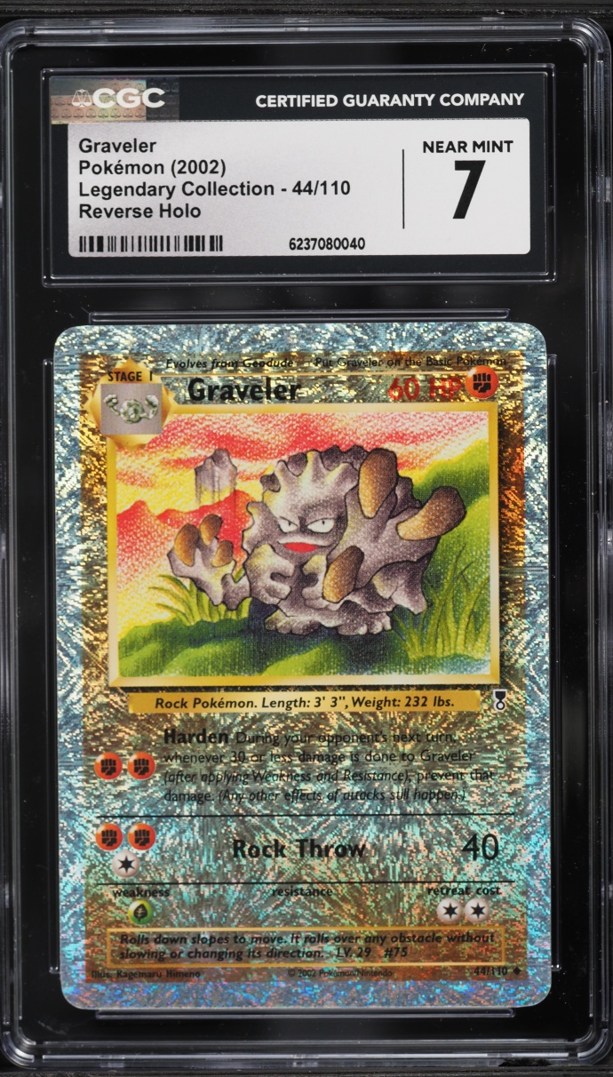 2002 Pokemon Legendary Collection Reverse Holo Graveler #44 CGC 7 NRMT