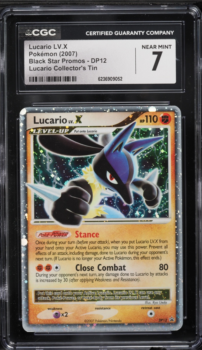 2007 Pokemon Diamond & Pearl Promo Collector's Tin Holo Lucario LV.X #DP12 CGC 7 NRMT