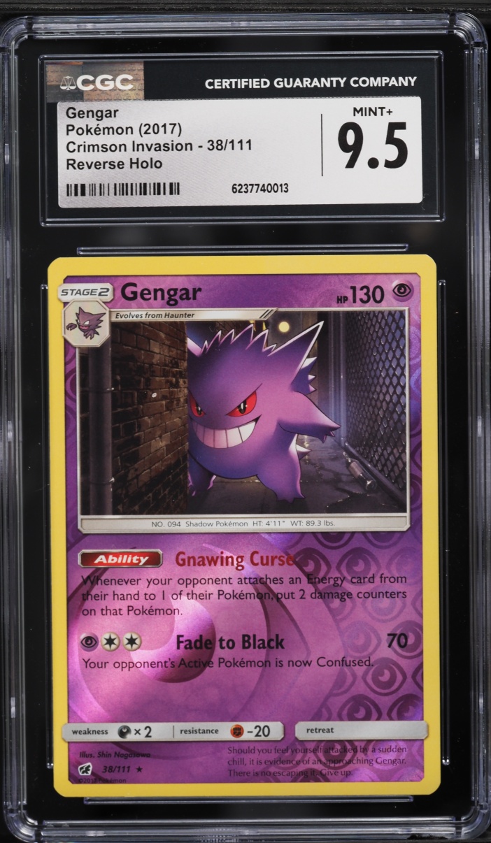 2017 Pokemon Sun & Moon Crimson Invasion Reverse Holo Gengar #38 CGC 9.5 MINT+