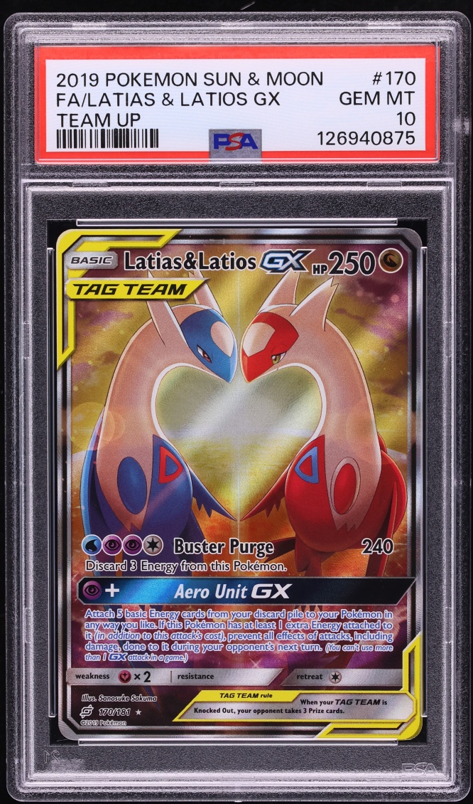 2019 Pokemon SM Team Up Full Art Latias & Latios GX #170 PSA 10 GEM MINT