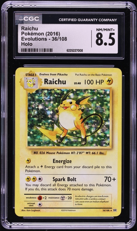 2016 Pokemon Japanese CP6 20th Anniversary 1st Ed Holo Raichu #34