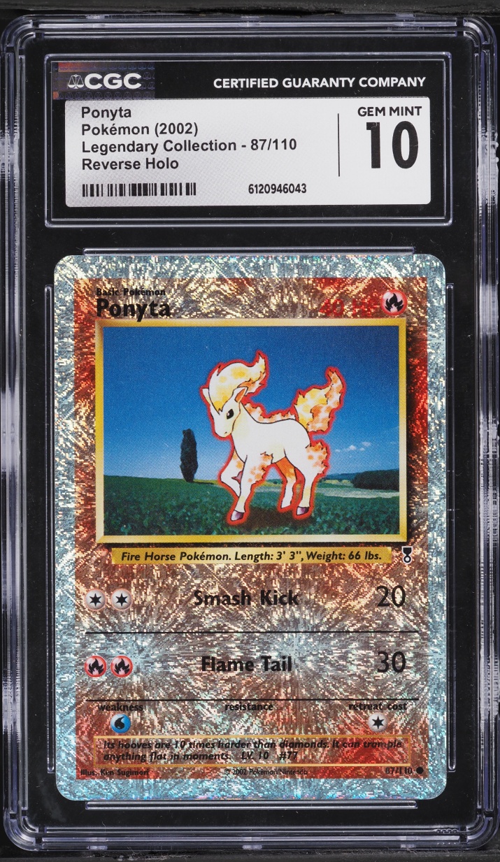 2002 Pokemon Legendary Collection Reverse Holo Ponyta #87 CGC 10 GEM MINT