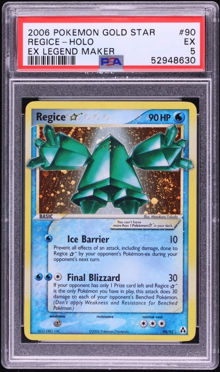 2006 Pokemon EX Legend Maker Gold Star Holo Regice #90 PSA 5 EX