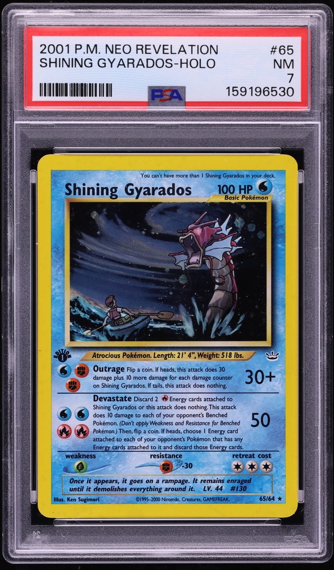 2001 Pokemon Neo Revelation Holo Shining Gyarados #65 PSA 7 NRMT