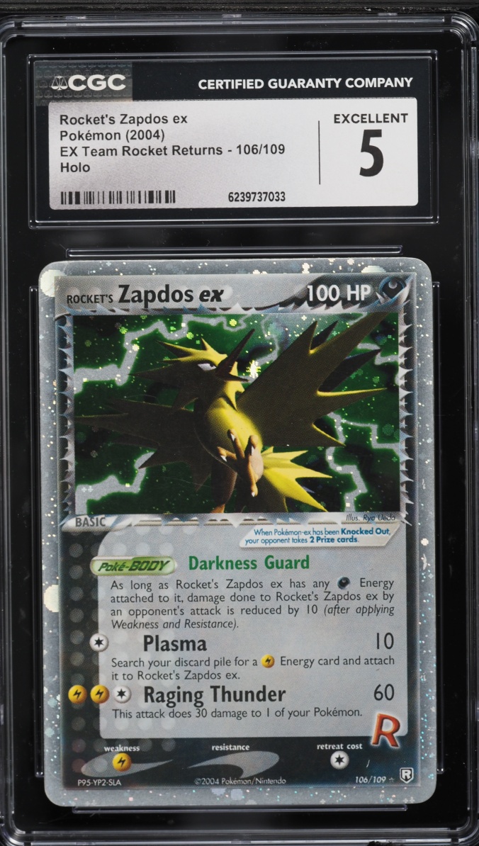 2004 Pokemon EX Team Rocket Returns Holo Rocket's Zapdos Ex #106 CGC 5 EX