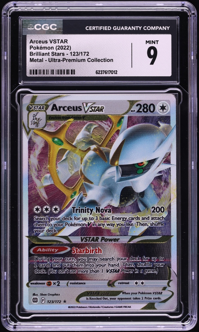 2022 Pokemon Sword & Shield Brilliant Stars Ultra Premium Metal Arceus VSTAR #123 CGC 9 MINT