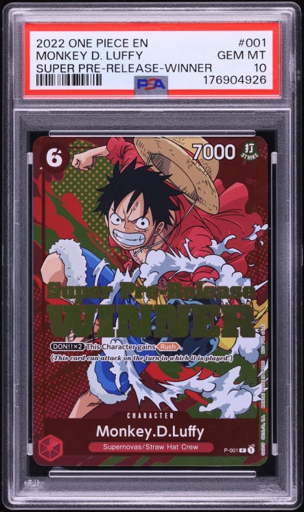 2022 One Piece Promo Super Pre-Release Winner Alt Art Monkey D. Luffy #P-001 PSA 10 GEM MINT