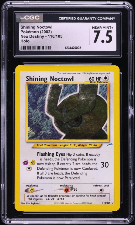 2002 Pokemon Neo Destiny Holo Shining Noctowl #110 CGC 7.5 NRMT+