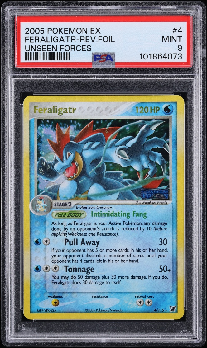 2005 Pokemon EX Unseen Forces Reverse Holo Feraligatr #4 PSA 9 MINT