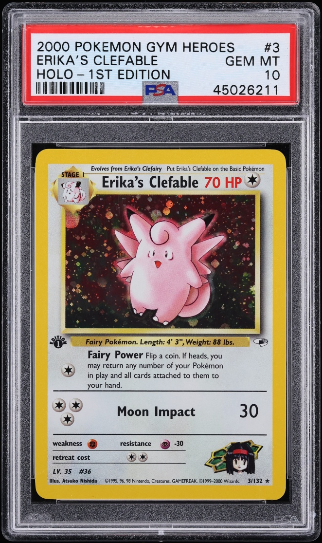 2000 Pokemon Gym Heroes 1st Edition Holo Erika's Clefable #3 PSA 10 GEM MINT