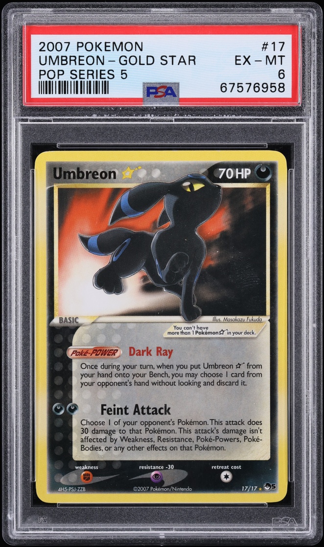 2007 Pokemon POP Series 5 Umbreon Gold Star #17 PSA 6 EXMT