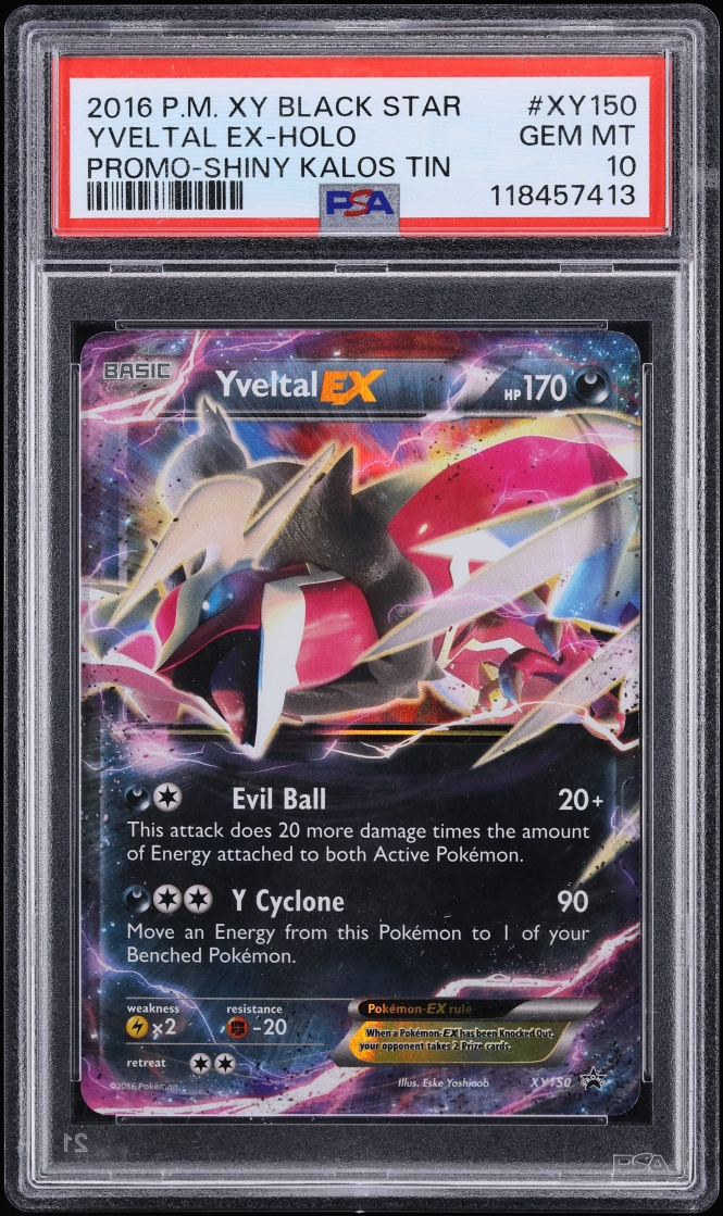 2016 Pokemon XY Black Star Promo Shiny Kalos Tin Holo Yveltal EX #XY150 PSA 10 GEM MINT