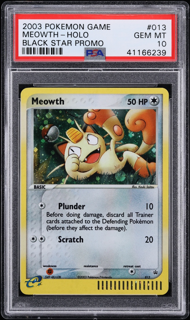 2003 Pokemon Base Set Black Star Promo Holo Meowth #13 PSA 10 GEM MINT