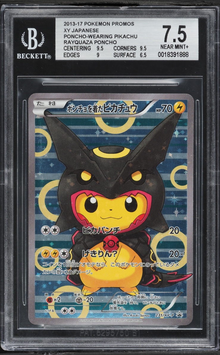 2013 Pokemon Japanese XY Promo Poncho-Wearing Pikachu Rayquaza Poncho #231 BGS 7.5 NRMT+